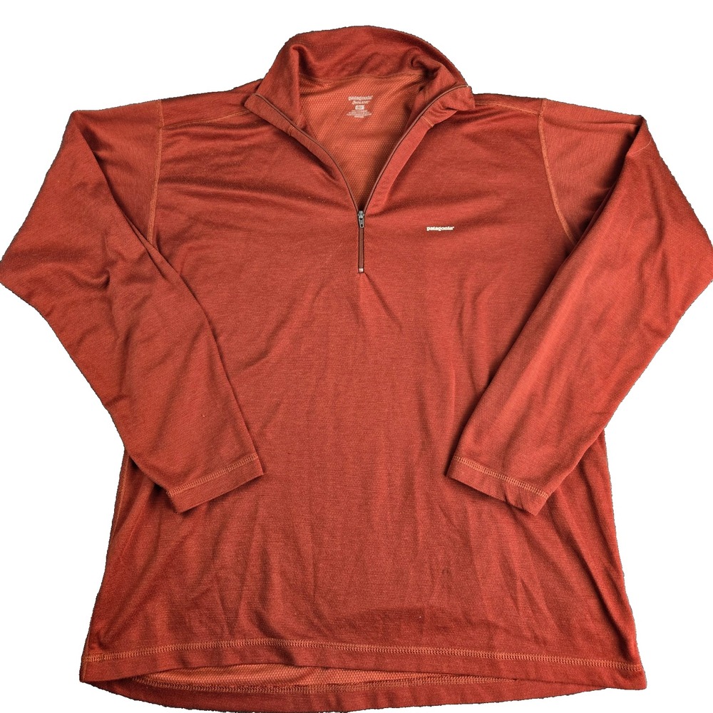Patagonia Shirt Mens XL Orange Capilene Midweight 1/4 Zip Baselayer Pullover